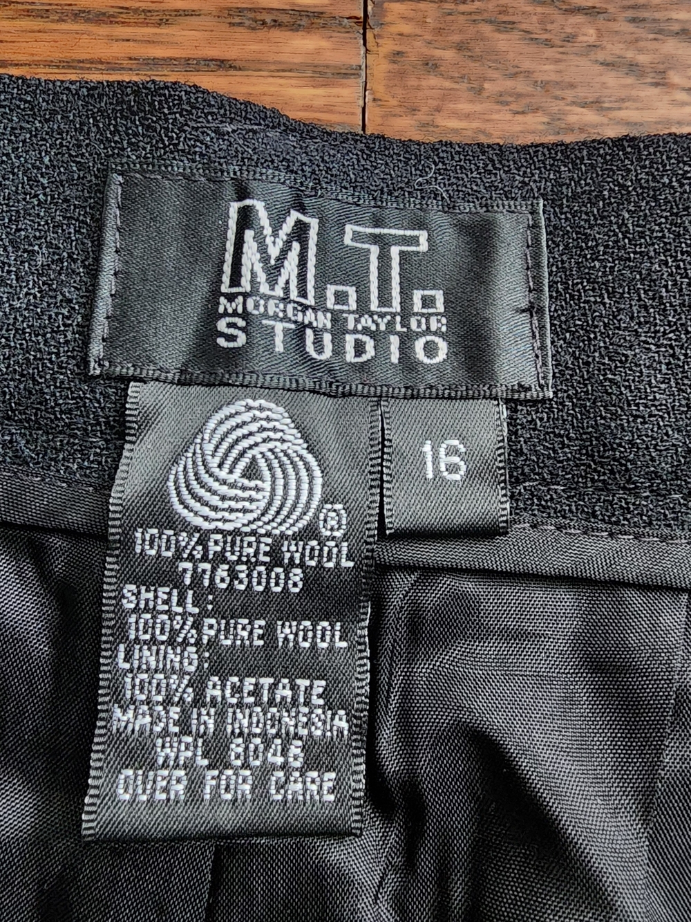 Vtg Morgan Taylor Studio Wool Trousers Corporate Goth Quiet Luxury Womens Sz 16 - Picture 3 of 12